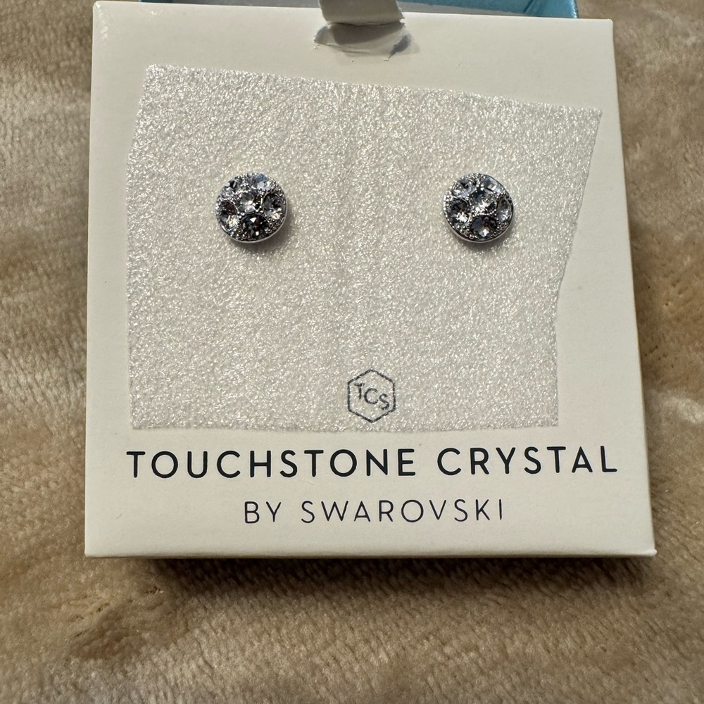 2 in 1 every occasion Touchstone Crystal by Swarovski Silver Stud Earrings